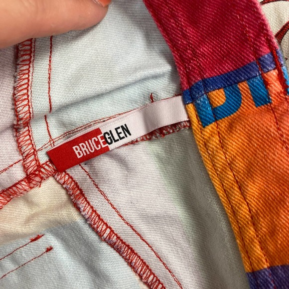 Bruce Glen Happy Logo Mini Skirt Multicolored Size 28 - Picture 8 of 9